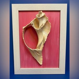 Handmade framed sea shell art